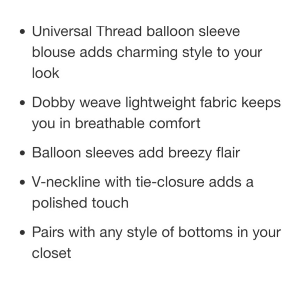 NEW Universal Thread Balloon Long Sleeve Tie-Front Blouse - Picture 12 of 12